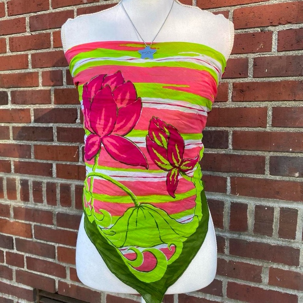 Vintage 60s Psychedelic Floral Scarf